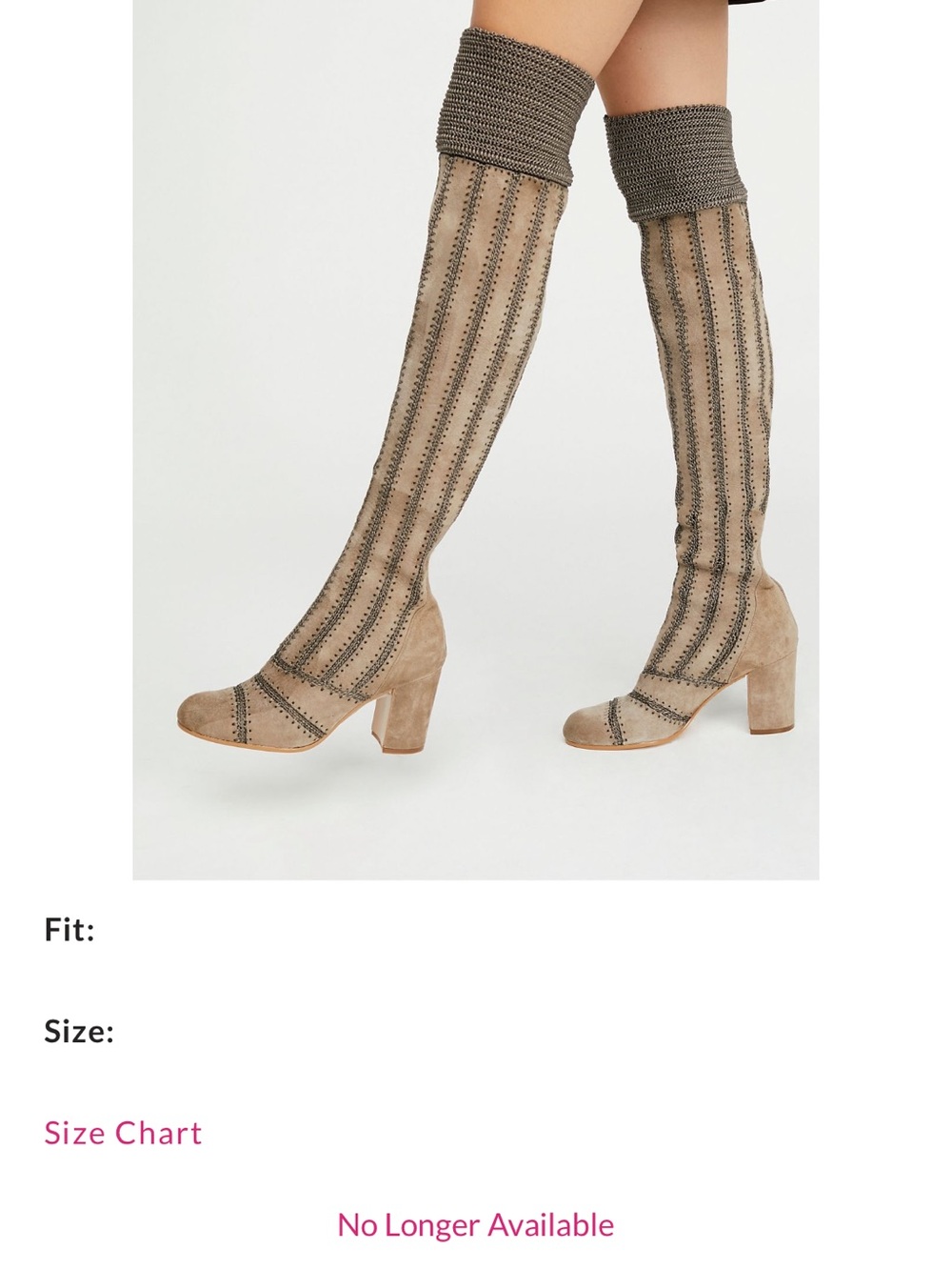 Free People Suede Over the Knee Elise Boots with Macrame Details Boho Size 39